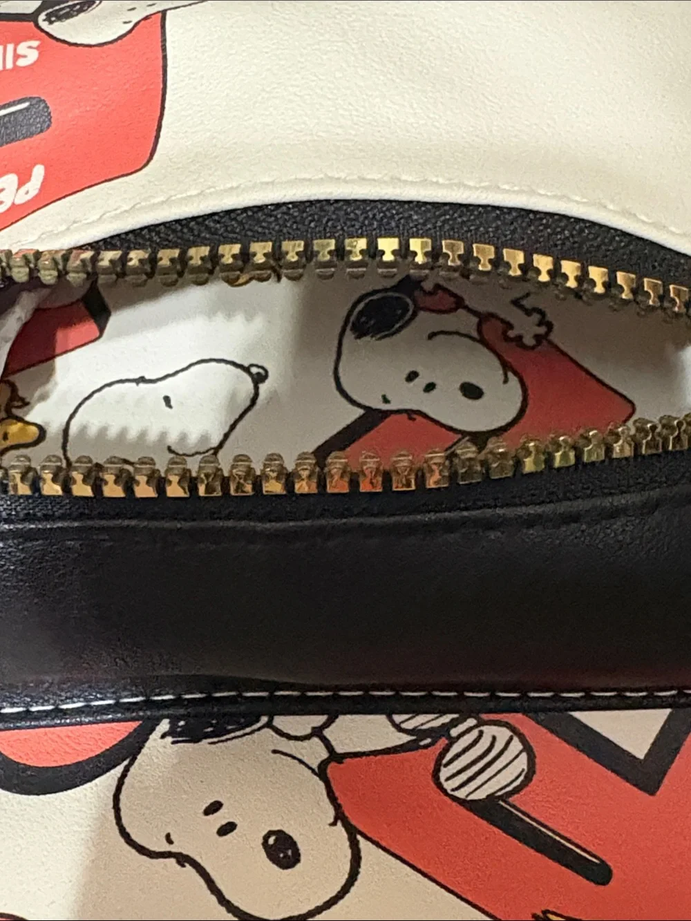 NWT Peanuts Mini Backpack in Cream, Coral and Black - Snoopy Print